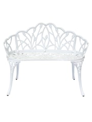 Charles Bentley White Tulip Cast Aluminium Metal 2 Seats Garden Patio Bench Seat - Image 5 of 6