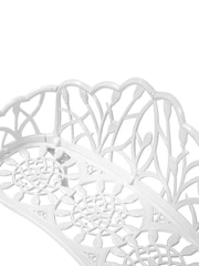 Charles Bentley White Tulip Cast Aluminium Metal 2 Seats Garden Patio Bench Seat - Image 6 of 6