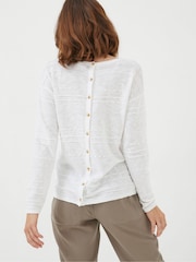 FatFace Isabelle White Cotton Linen Jumper - Image 2 of 5
