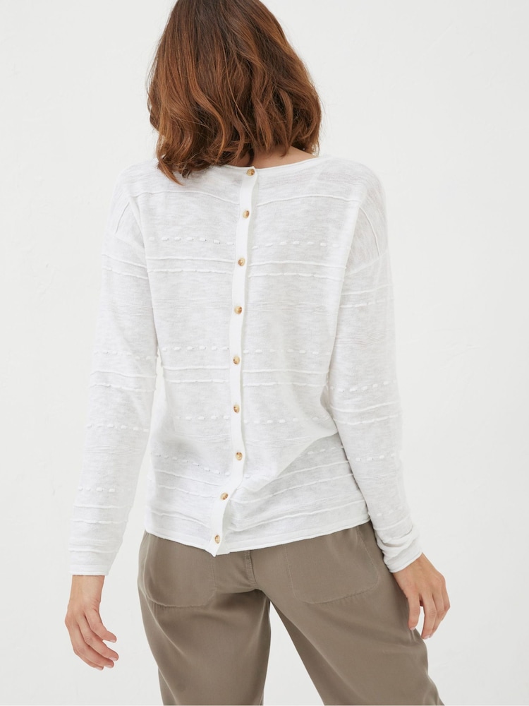 FatFace Isabelle White Cotton Linen Jumper - Image 2 of 5