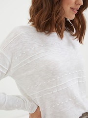 FatFace Isabelle White Cotton Linen Jumper - Image 3 of 5