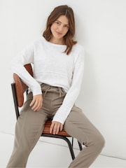 FatFace Isabelle White Cotton Linen Jumper - Image 4 of 5