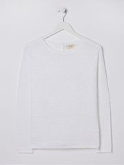FatFace Isabelle White Cotton Linen Jumper - Image 5 of 5