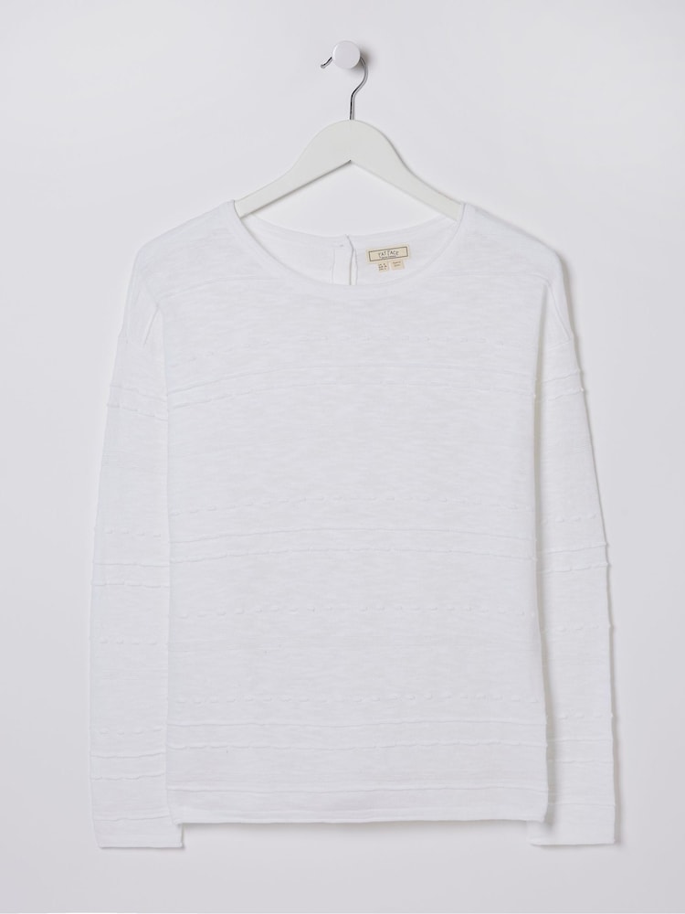 FatFace Isabelle White Cotton Linen Jumper - Image 5 of 5