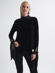 Florere Velvet Satin Detail Blouse - Image 3 of 5