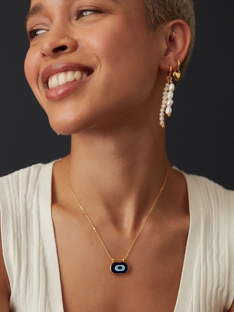 Ottoman Hands Gold Tone Amelia Evil Eye Pendant Necklace - Image 1 of 3