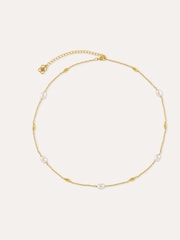 Ottoman Hands Gold Tone Lyra Pearl Beaded Necklace - Image 1 of 6