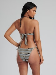South Beach Black Crochet Ruched Bandeau With Tie Side Briefs - Image 2 of 6