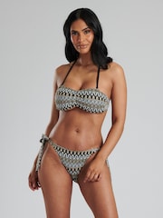 South Beach Black Crochet Ruched Bandeau With Tie Side Briefs - Image 5 of 6