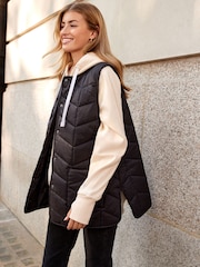 Black Chevron Quilted Gilet - Image 1 of 7