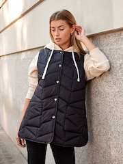 Black Chevron Quilted Gilet - Image 2 of 7