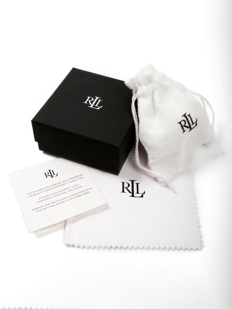 Lauren Ralph Lauren 925 Sterling Silver Vermeil Padlock Drop Hoop Earrings - Image 2 of 2