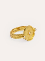 Ottoman Hands Gold Tone Pearl Shield Stacking Ring - Image 1 of 8