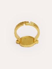 Ottoman Hands Gold Tone Pearl Shield Stacking Ring - Image 3 of 8