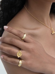Ottoman Hands Gold Tone Pearl Shield Stacking Ring - Image 7 of 8