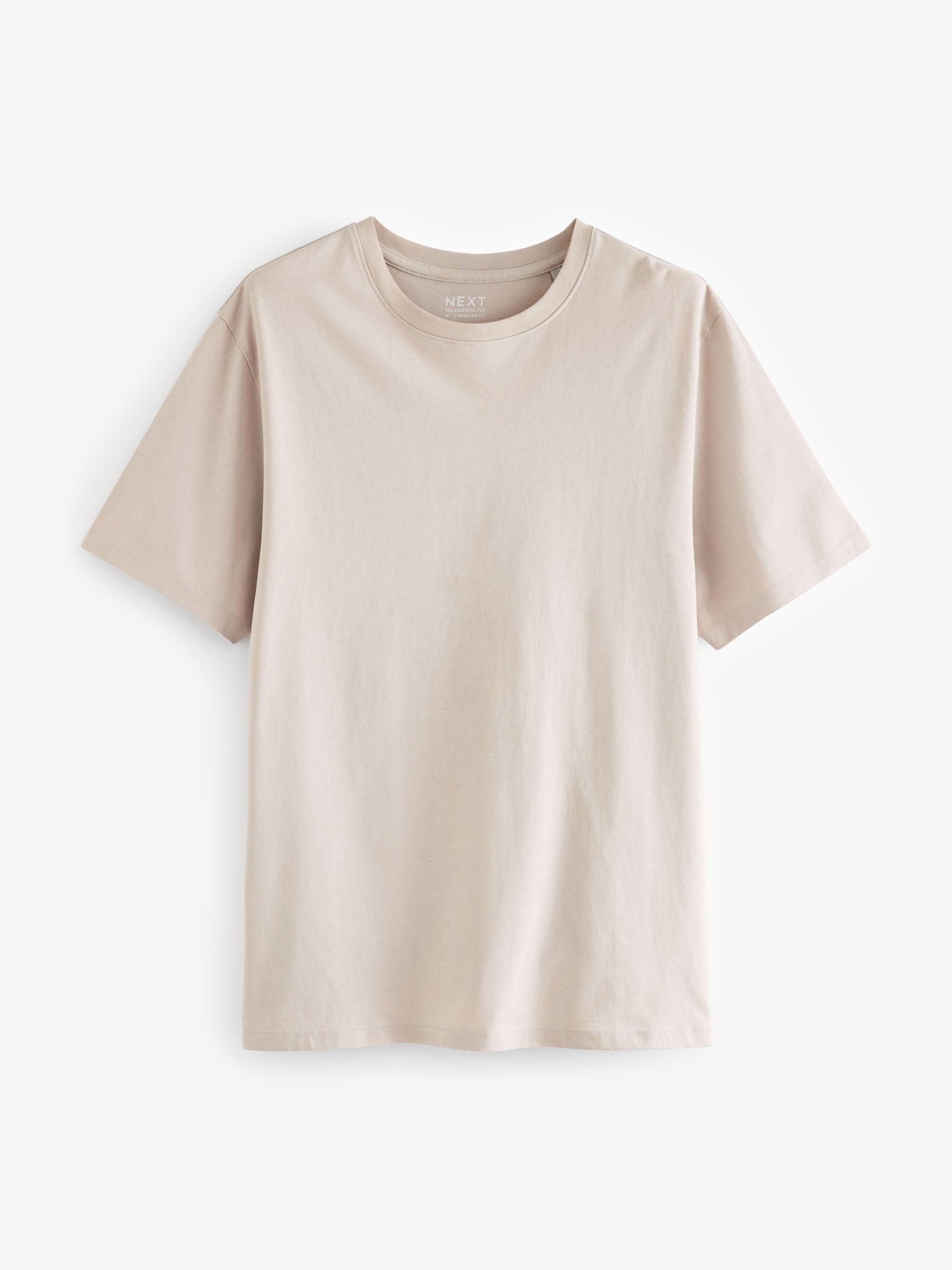Buy Neutral Regular Fit Essential Crew Neck Cotton T-Shirt