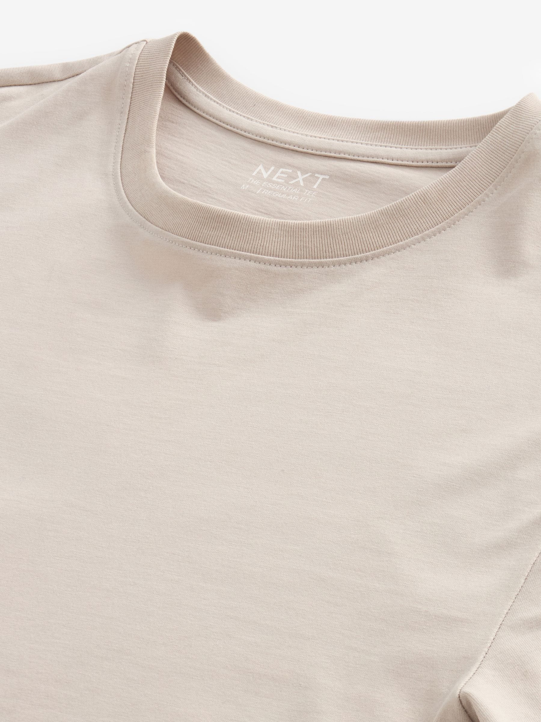 Buy Neutral Regular Fit Essential Crew Neck Cotton T-Shirt