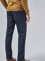 Navy Blue/Rust Brown Check Smart Trousers - Image 2 of 4