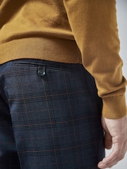 Navy Blue/Rust Brown Check Smart Trousers - Image 4 of 4