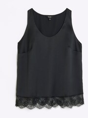 River Island Black Plus Lace Hem Trim Tank Top - Image 5 of 6