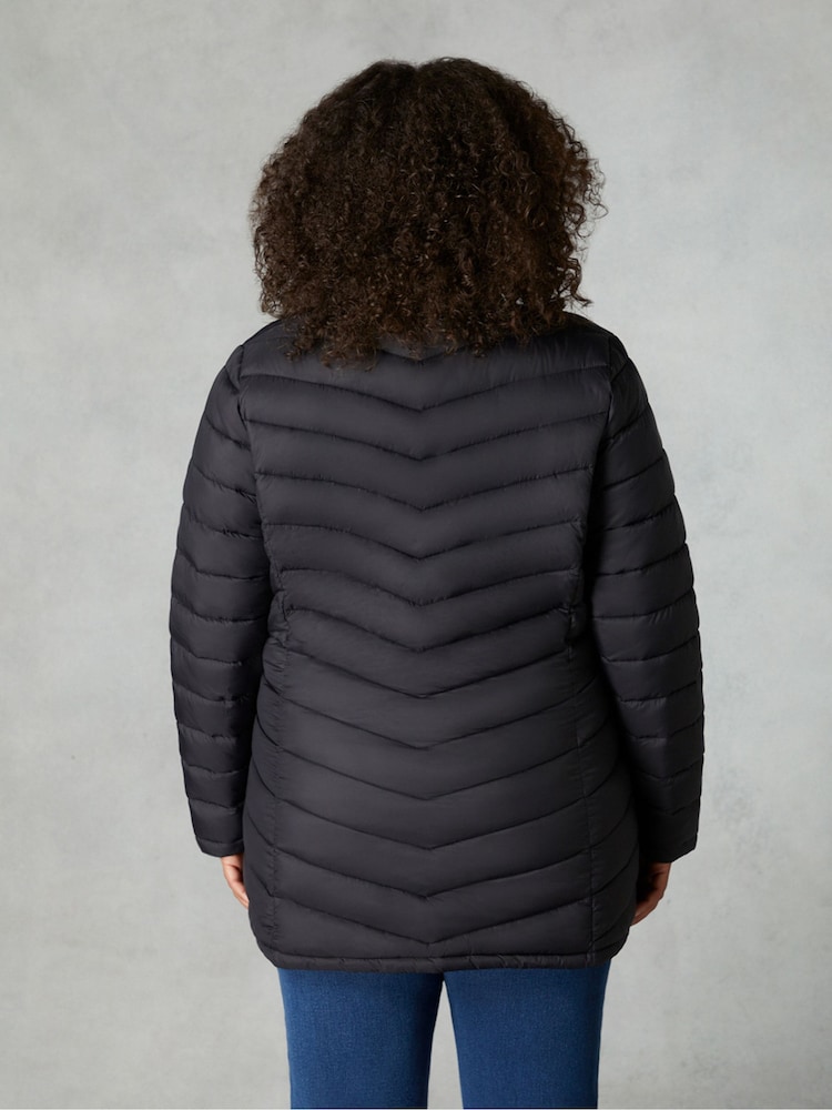 Live Unlimited Black Curve Chevron Packable Puffer Jacket - Image 2 of 4