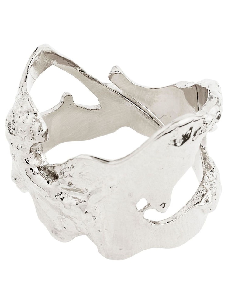 PILGRIM Silver Plated Compass Shaped Ring Adjustable - Image 1 of 4