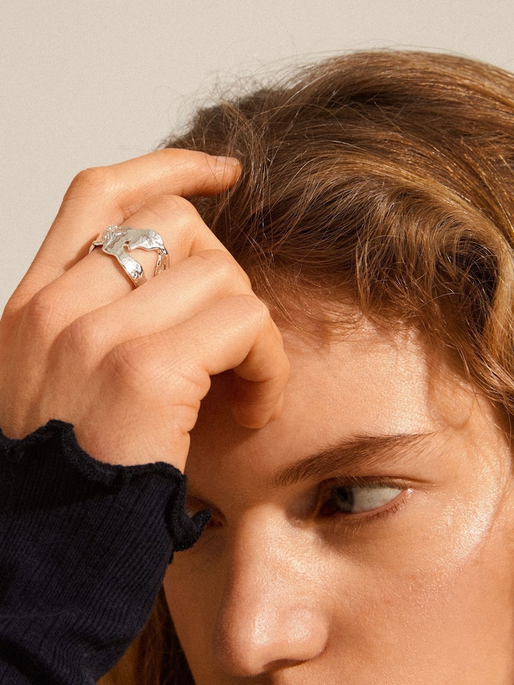 PILGRIM Silver Plated Compass Shaped Ring Adjustable - Image 4 of 4
