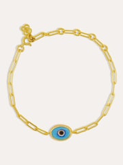 Ottoman Hands Gold Tone Alara Blue Evil Eye Bracelet - Image 3 of 4
