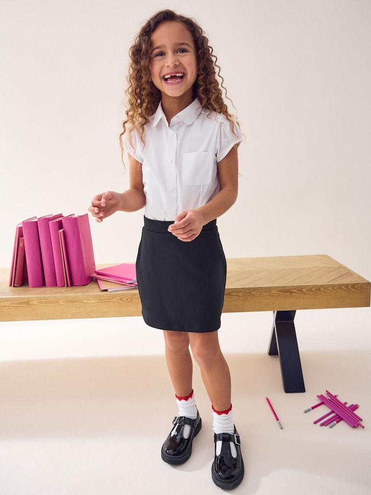 Negro - Falda pantalón escolar elástica de punto con alto contenido en algodón (3-16 años) - Imagen 2 de 3