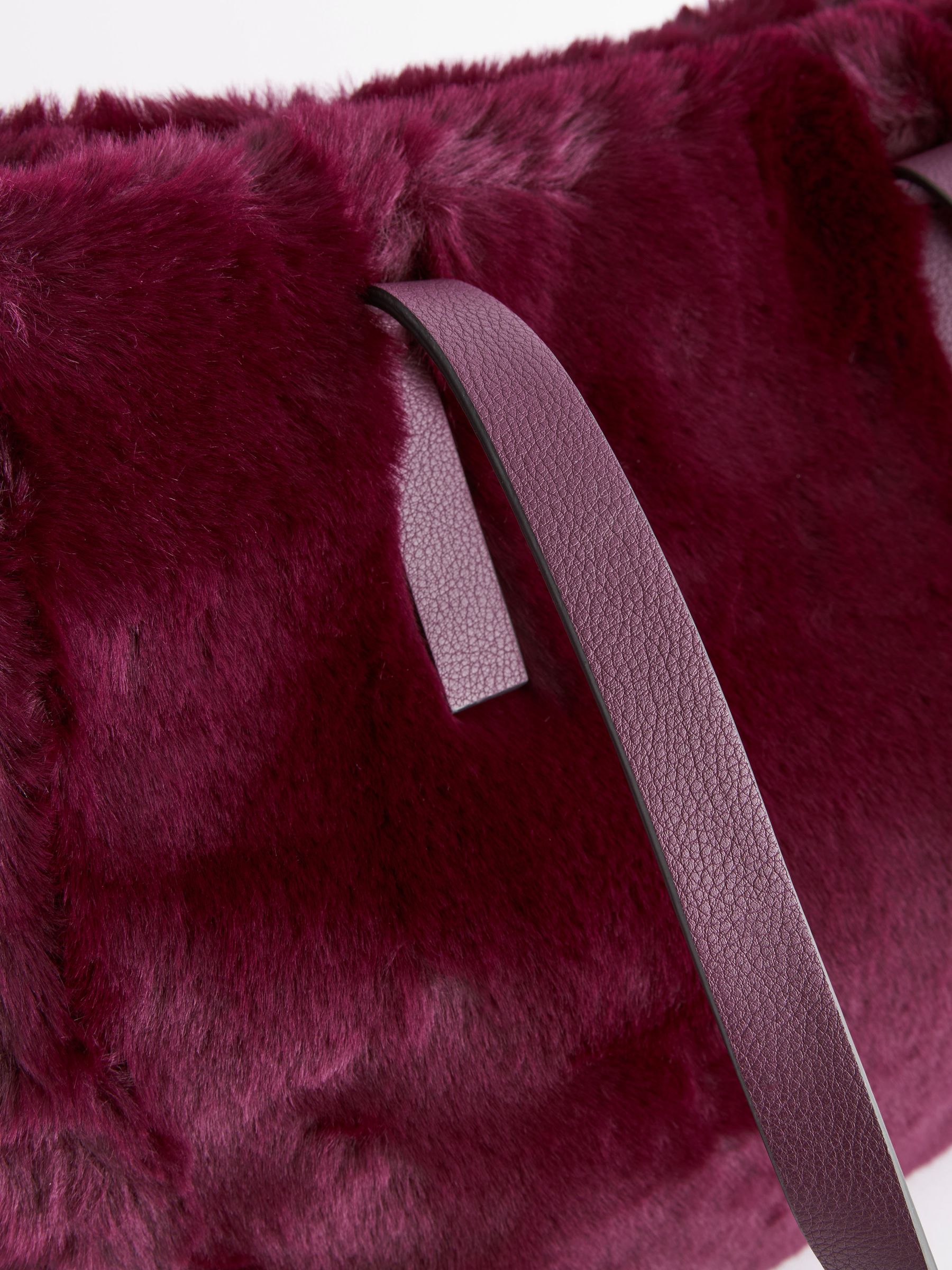 Berry Red Faux Fur Shopper Bag