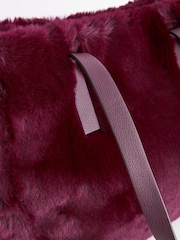 Berry Red Faux Fur Shopper Bag - Image 8 of 8