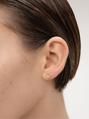 Ottoman Hands Gold Tone Moonstone Star Stud Earrings - Image 1 of 5