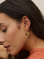 Ottoman Hands Gold Tone Moonstone Star Stud Earrings - Image 2 of 5