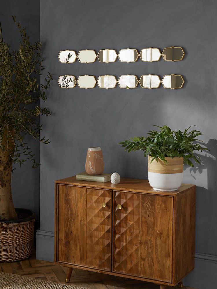 Set of 2 Gold Decorative Wall Mirrors - Image 2 of 6