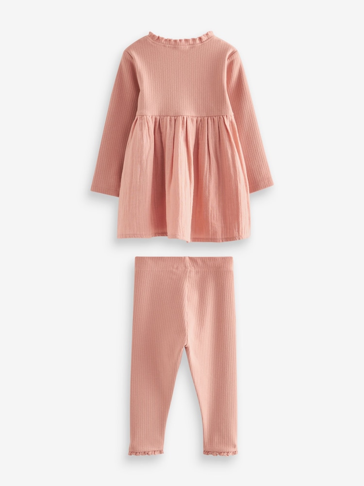 Pink Appliqué Dress & Legging Set (3mths-7yrs) - Image 2 of 4 Pink Appliqué Dress & Legging Set (3mths-7yrs) - Image 2 of 4