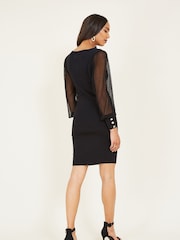 Yumi Black Knitted Body Con Dress With Chiffon Sleeve - Image 4 of 5