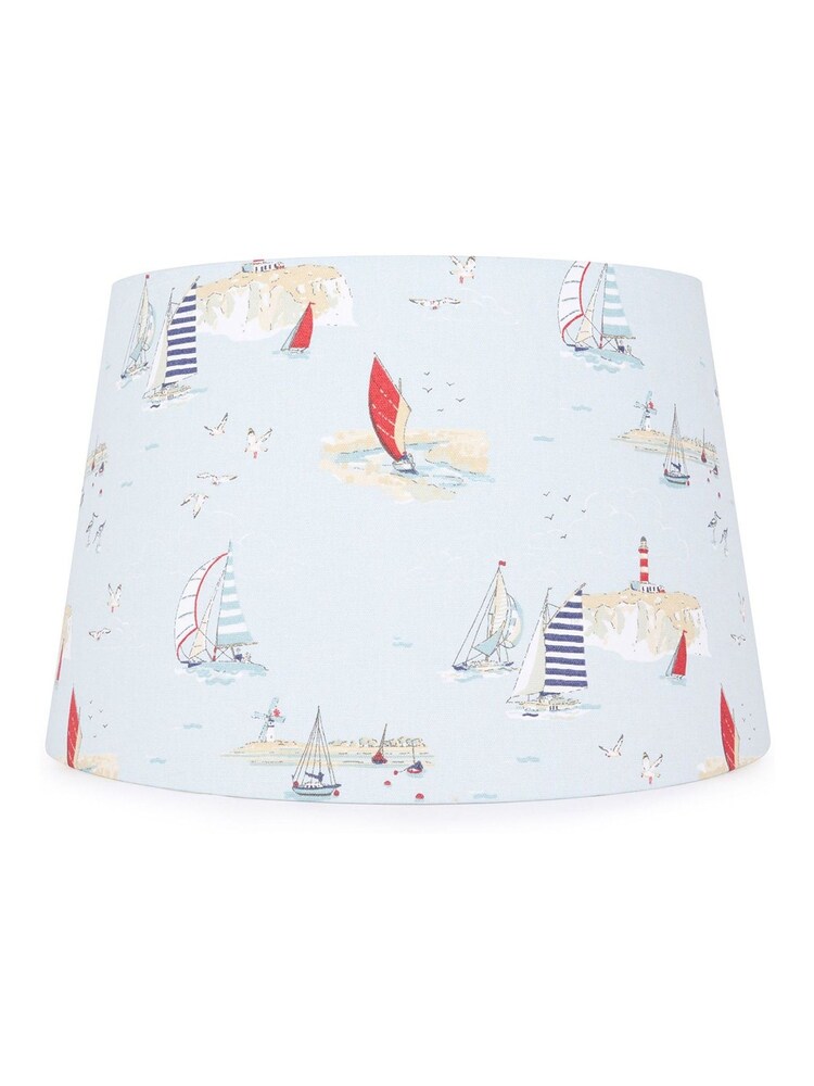 Sophie Allport Pale Blue Costal Boats 35cm Tapered Table Small Lampshade - Image 2 of 2