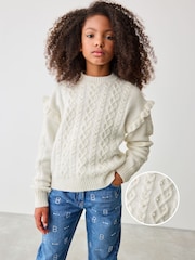 Baker by Ted Baker Frill Shoulder Diamante Knit Jumper - Image 1 of 8
