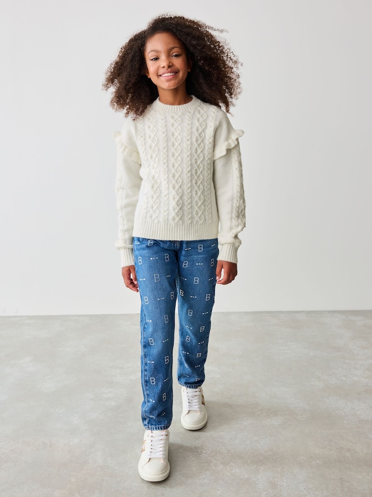 Baker by Ted Baker Frill Shoulder Diamante Knit Jumper - Image 2 of 8