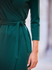 Sosandar Green Ponte Wrap Tulip Midi Dress - Image 5 of 5