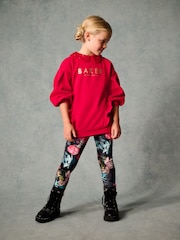 Baker by Ted Baker Red Sequin Collar Longline Sweat and Floral Leggings Set - Image 1 of 10