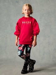 Baker by Ted Baker Red Sequin Collar Longline Sweat and Floral Leggings Set - Image 2 of 10
