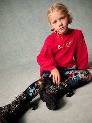 Baker by Ted Baker Red Sequin Collar Longline Sweat and Floral Leggings Set - Image 3 of 10