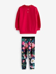 Baker by Ted Baker Red Sequin Collar Longline Sweat and Floral Leggings Set - Image 7 of 10