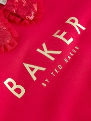 Baker by Ted Baker Red Sequin Collar Longline Sweat and Floral Leggings Set - Image 9 of 10