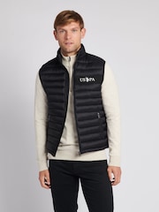 U.S. Polo Assn. Black Lightweight Mens Quilted Tape Gilet - Image 1 of 7