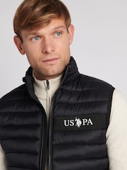 U.S. Polo Assn. Black Lightweight Mens Quilted Tape Gilet - Image 3 of 7