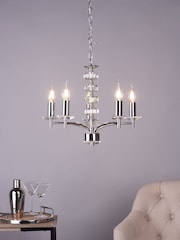 Dar Lighting Silver Oleana 5 Light Armed Ceiling Light Fitting - Image 1 of 4