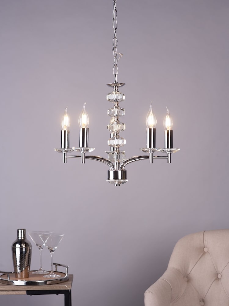 Dar Lighting Silver Oleana 5 Light Armed Ceiling Light Fitting - Image 1 of 4