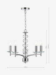 Dar Lighting Silver Oleana 5 Light Armed Ceiling Light Fitting - Image 2 of 4